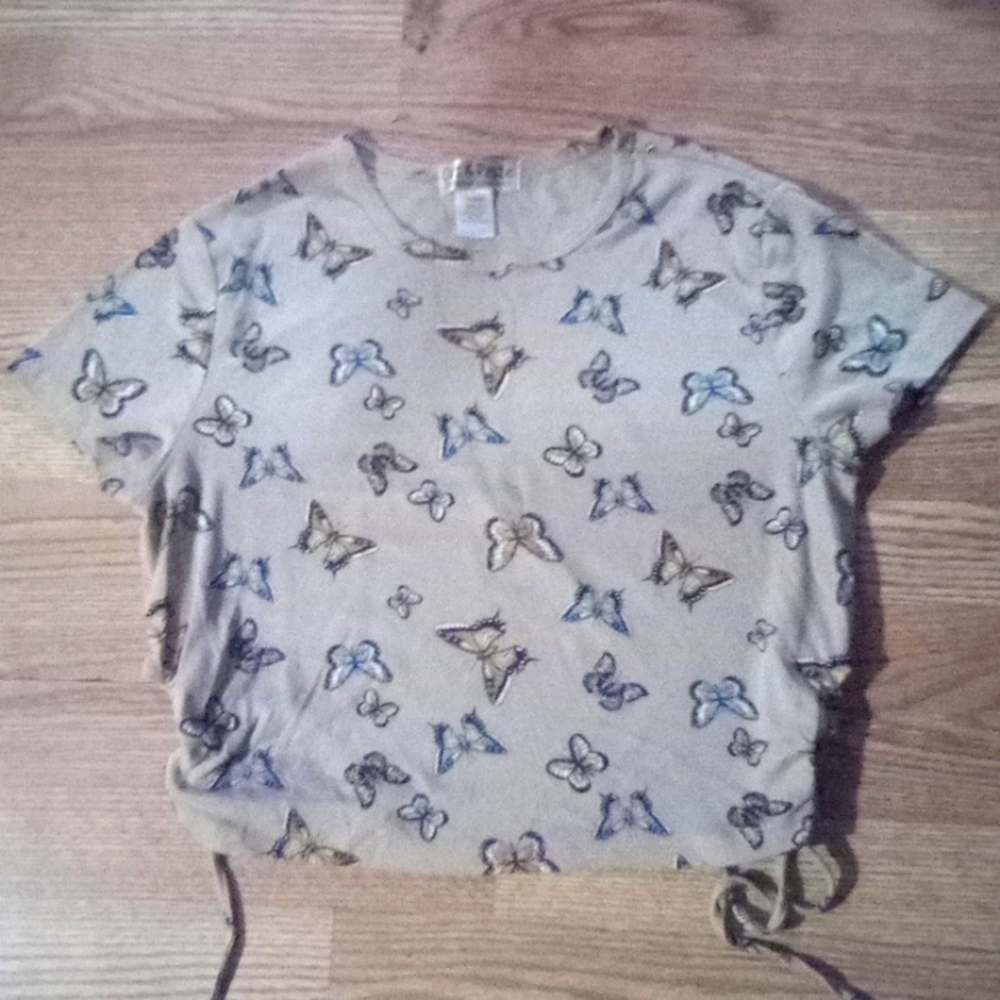 Half top extra large beige butterflies